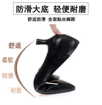 Elegant Women’s Single Shoes – Trendy Leather High Heels
