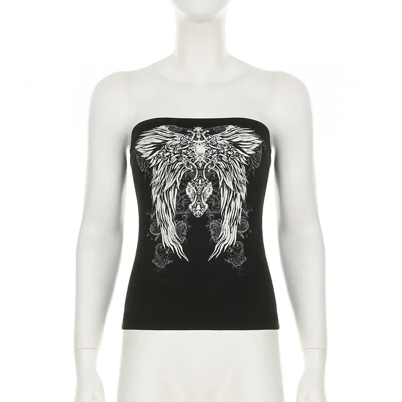 Women’s gothic black strapless tube top