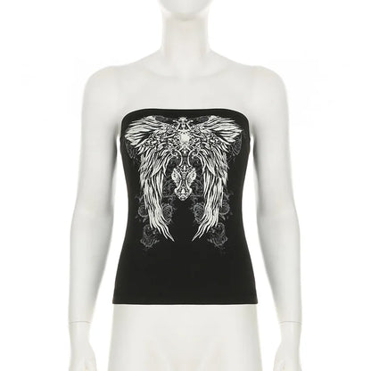 Women’s gothic black strapless tube top