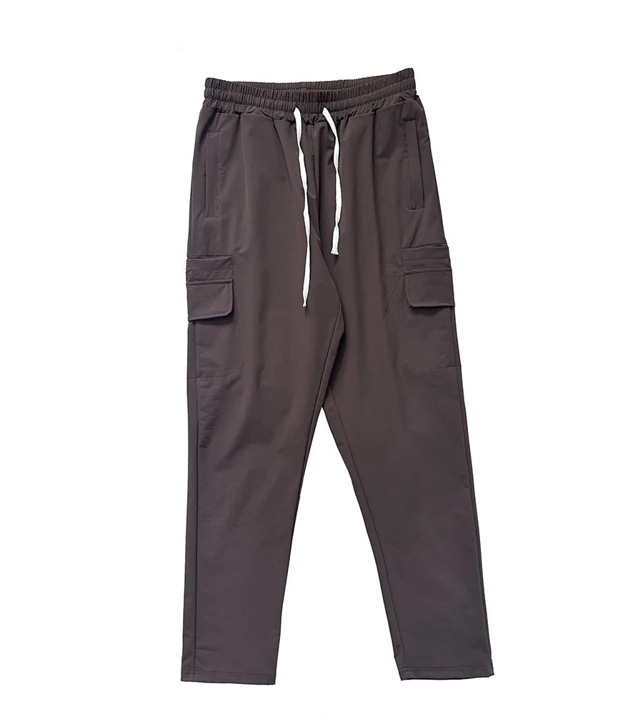 Trendy loose-fit drop-crotch casual trousers