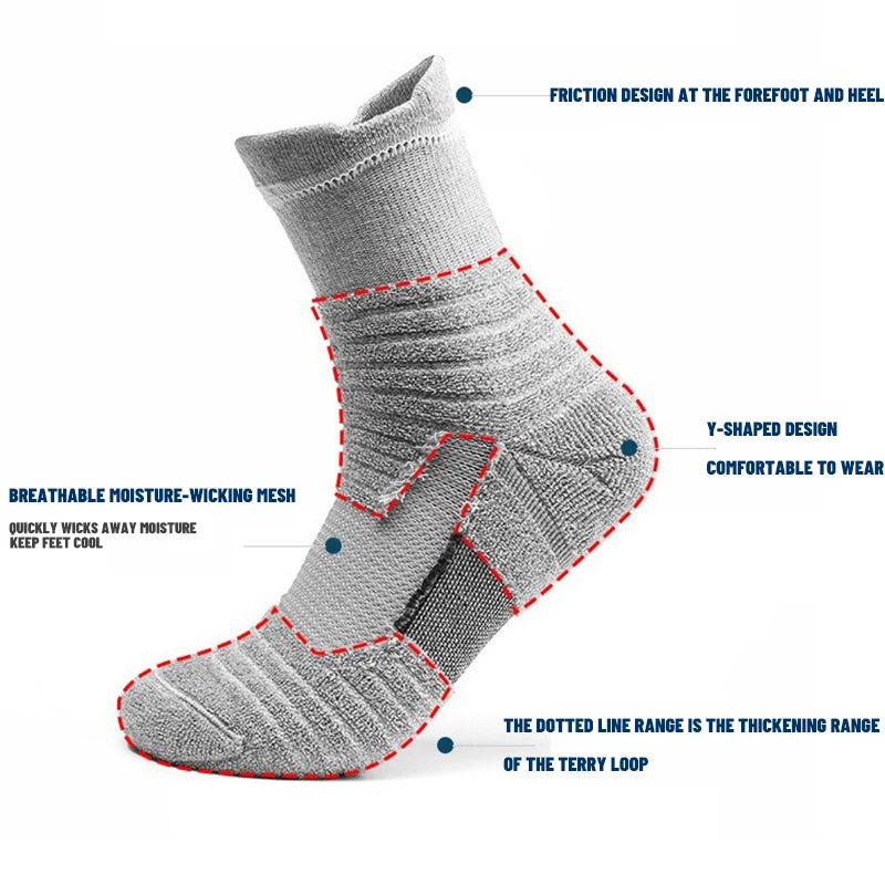 Moisture-wicking crew socks for sports and cycling