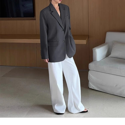 Loose drape casual straight trousers for office wear