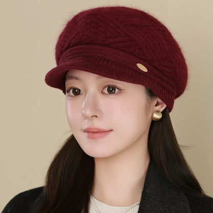 Rabbit Fur Blend Beanie – Casual Streetwear Winter Cap