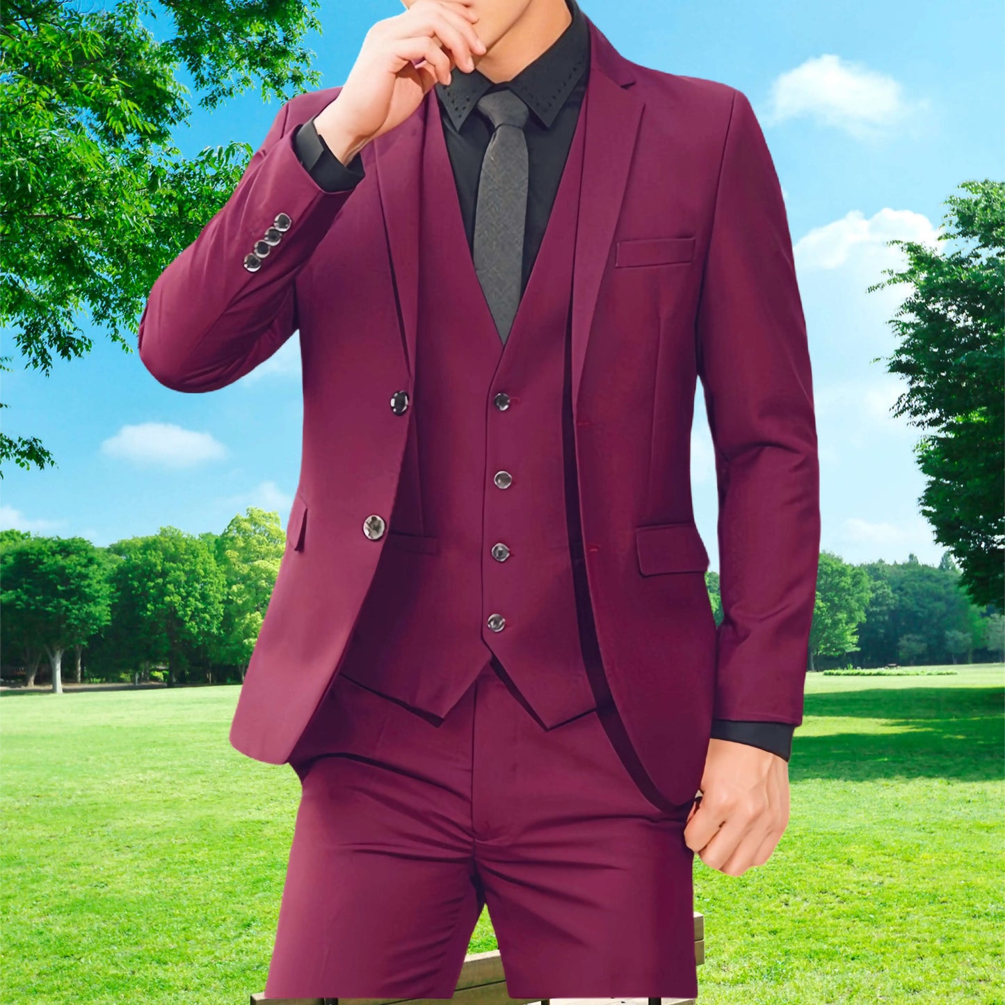 Elegant groomsmen suit jacket, vest & pants