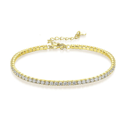 Fine Moissanite Tennis Bracelet – 18K White Gold Plated, Delicate Gift