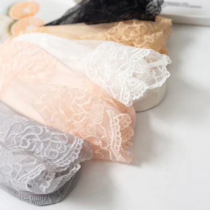 5 Pairs Women’s Lace Invisible Socks – Thin Non-Slip Boat Socks