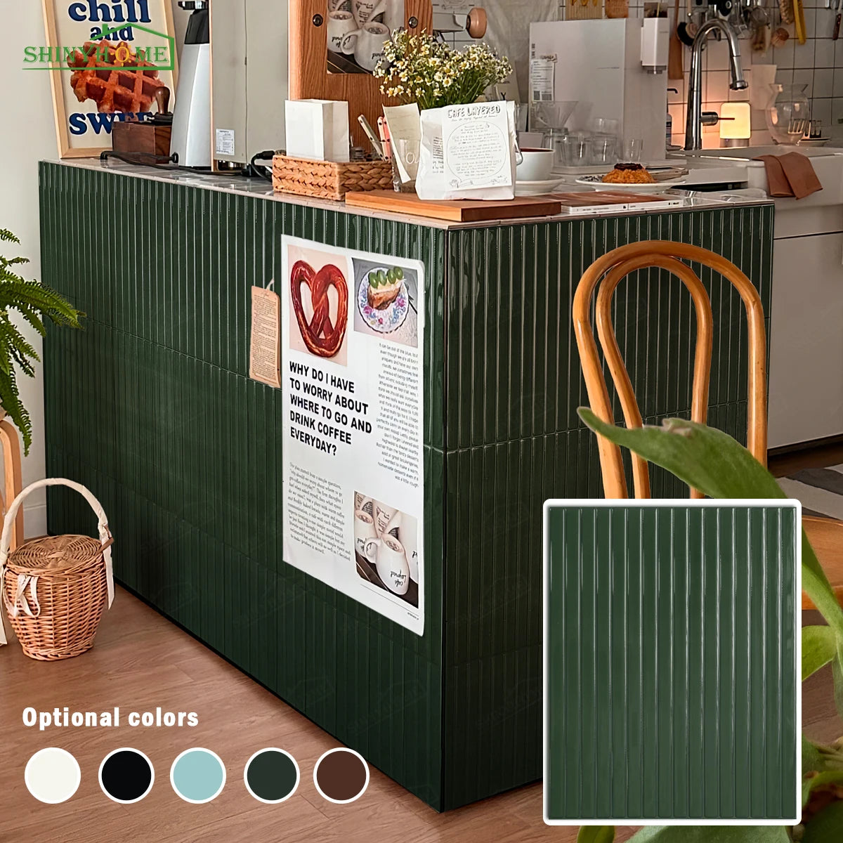 Thickened kitchen splashback stickers—peel-and-stick design