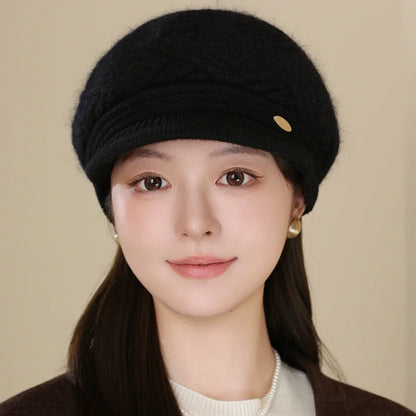 Rabbit Fur Blend Beanie – Casual Streetwear Winter Cap