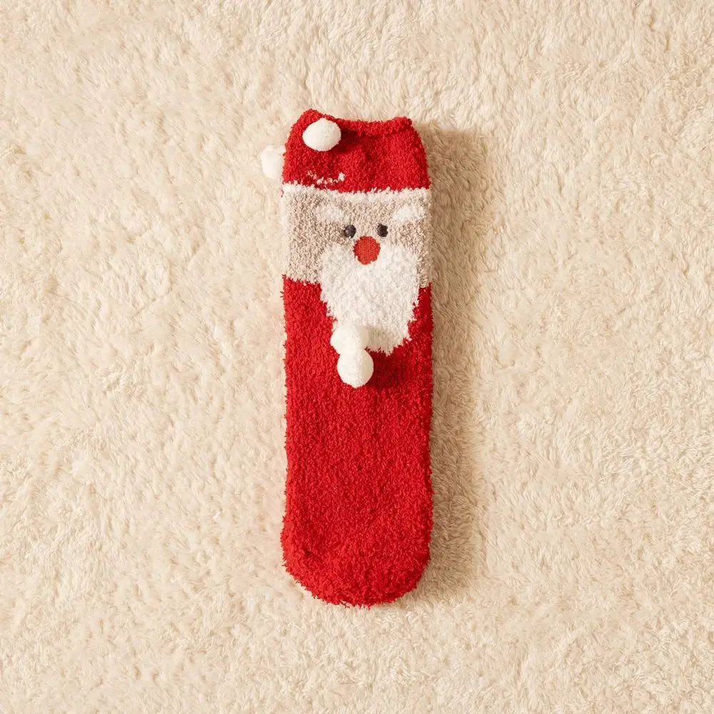 Cute Santa & Elk Socks – Thick Cozy Floor & Sleep Socks