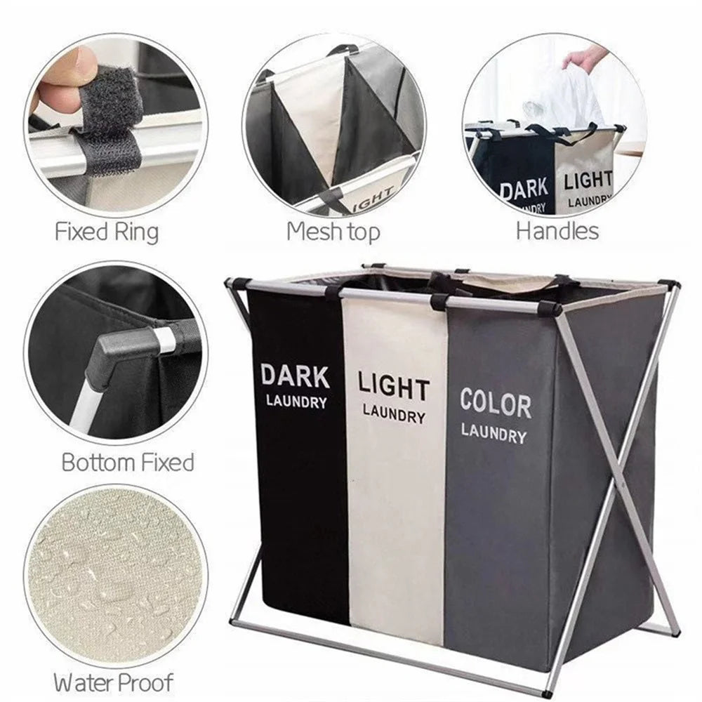 Multi-grid laundry hamper for neat and easy clothes sorting