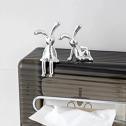 Adorable double rabbit ornaments for tabletop or shelf display