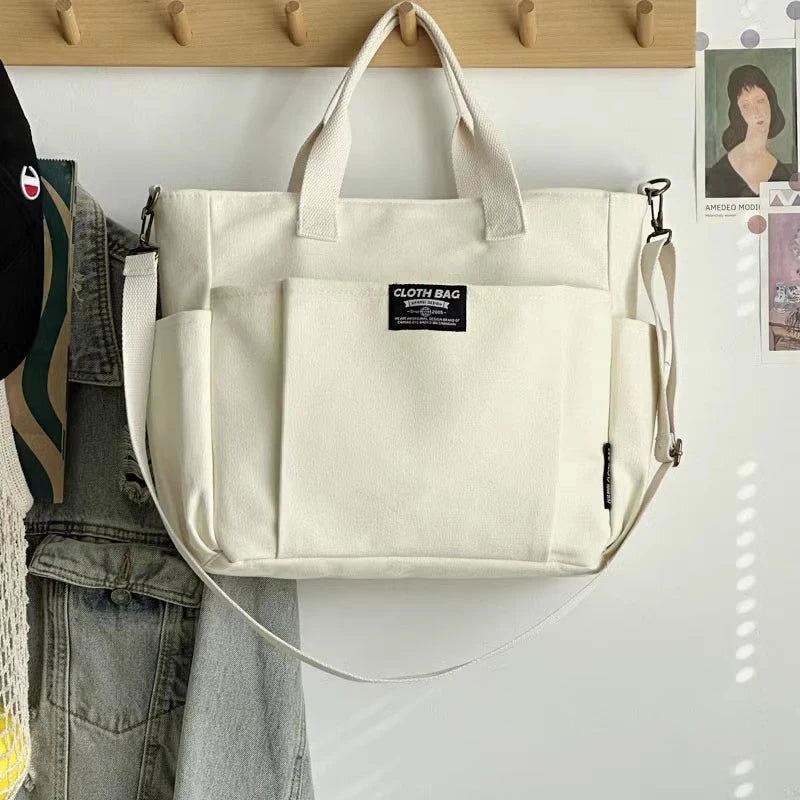 Urban Canvas Tote – Large Capacity Shoulder Bag for Students