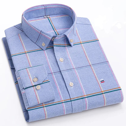 Smart casual cotton shirt with long sleeves, perfect for office or daily wear