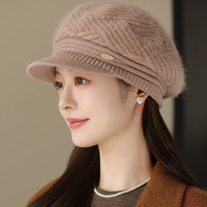 Rabbit Fur Blend Beanie – Casual Streetwear Winter Cap
