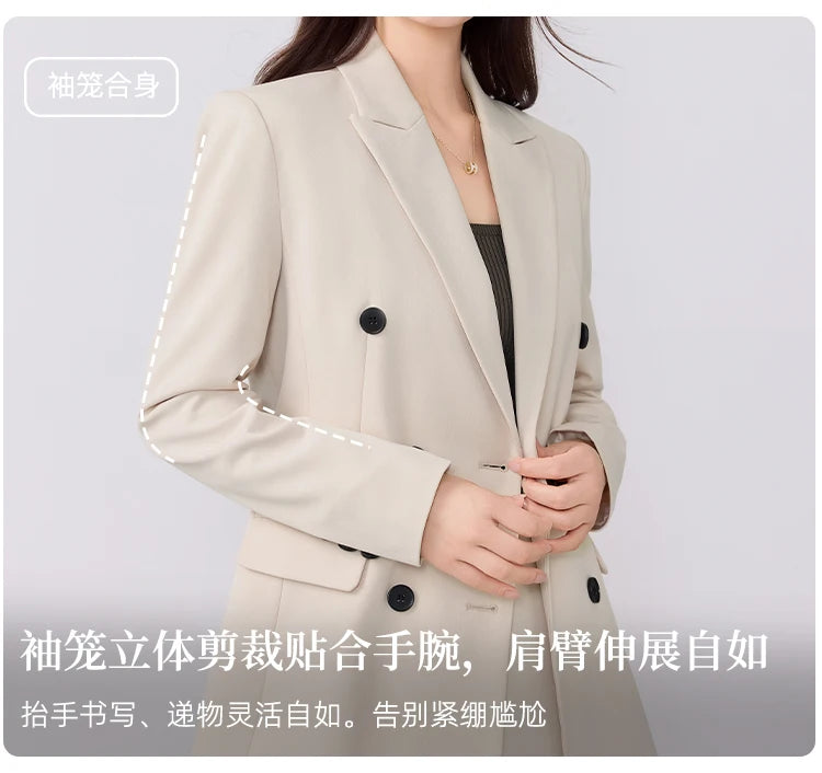 College-style blazer and pleated skirt outfit