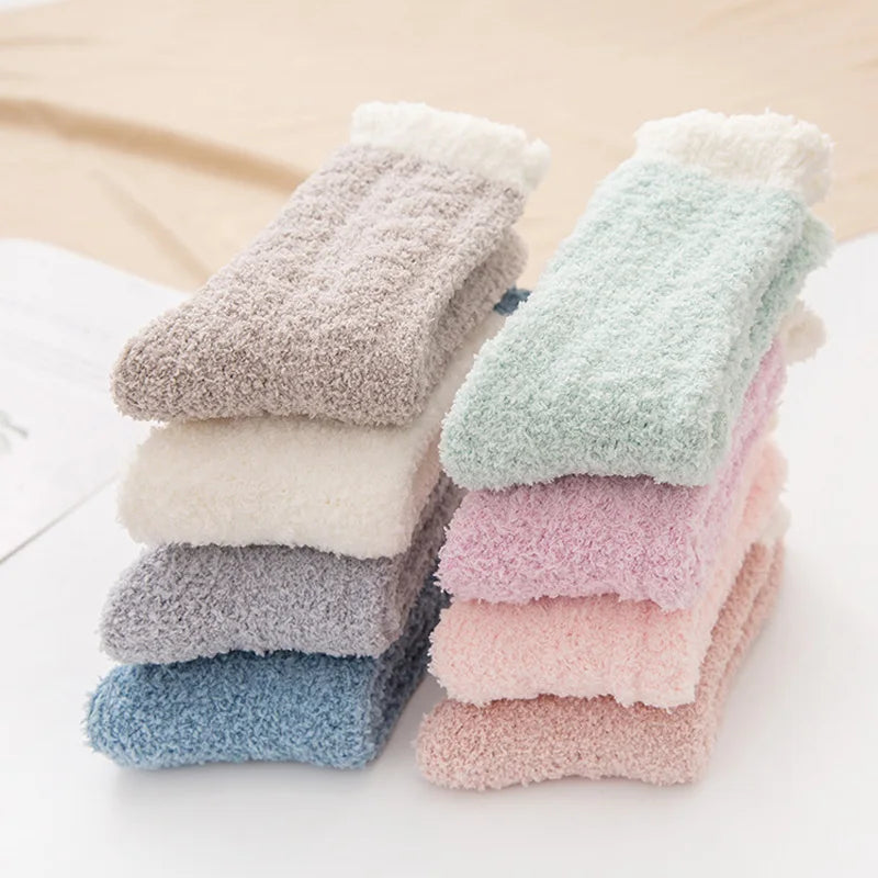 4 Pairs Women’s Fuzzy Socks – Warm, Thick & Soft