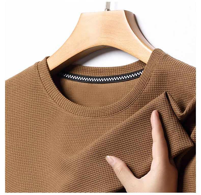 Men’s summer waffle round-neck T-shirt