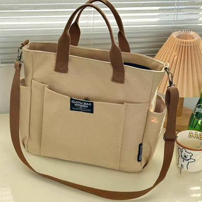 Urban Canvas Tote – Large Capacity Shoulder Bag for Students