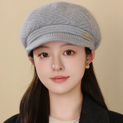Rabbit Fur Blend Beanie – Casual Streetwear Winter Cap