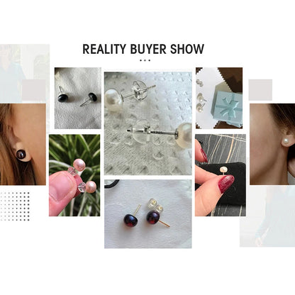 Freshwater Pearl Stud Earrings – 925 Sterling Silver