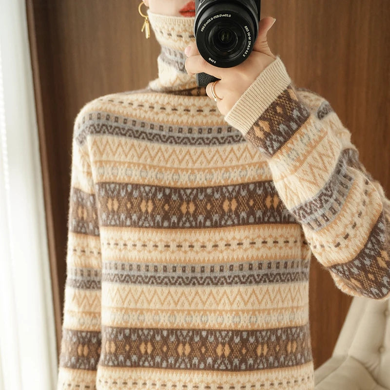 Women’s 100% wool cashmere high-neck sweater