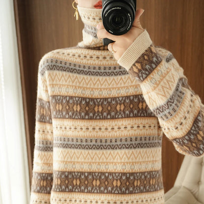 Women’s 100% wool cashmere high-neck sweater