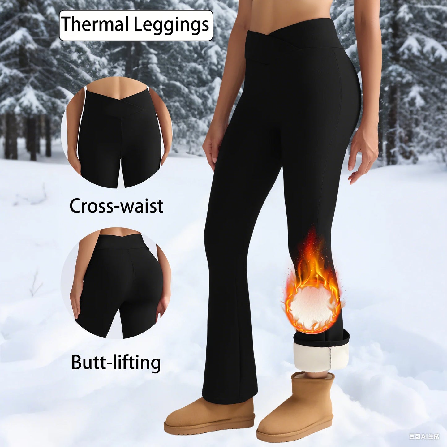 Women’s high-waist fleece leggings, winter warm