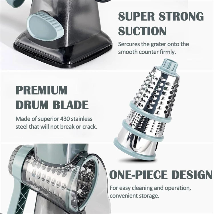 Multi-purpose cheese and vegetable grater for quick kitchen prep