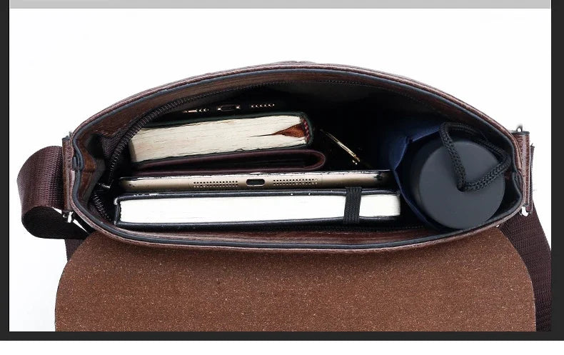Durable premium leather side bag for men