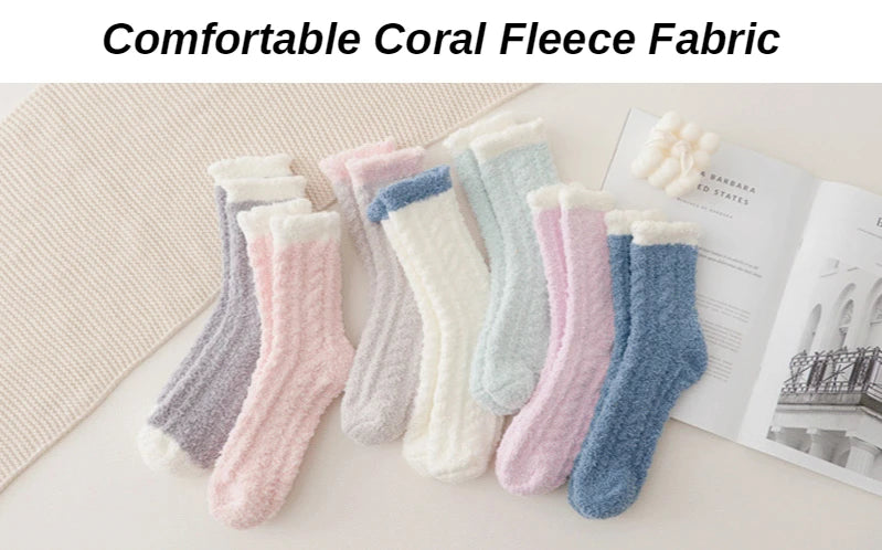 4 Pairs Women’s Fuzzy Socks – Warm, Thick & Soft
