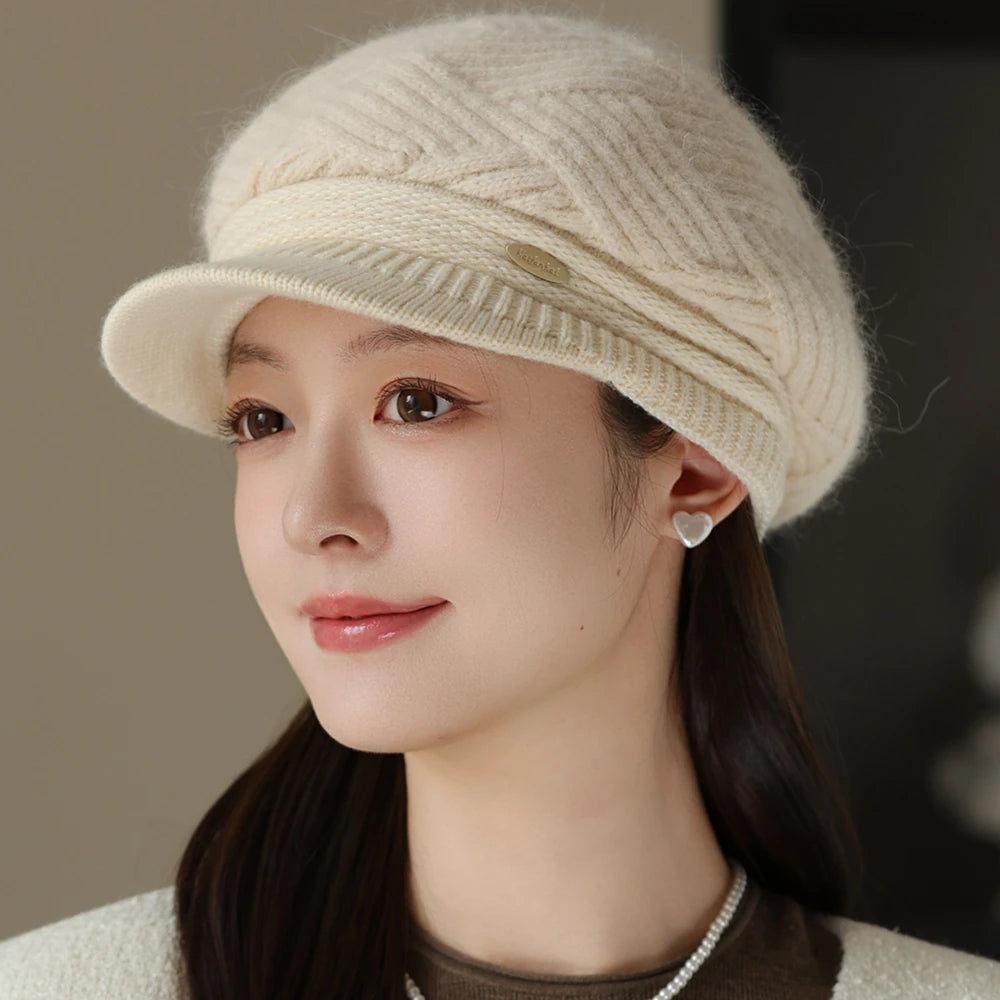 Rabbit Fur Blend Beanie – Casual Streetwear Winter Cap