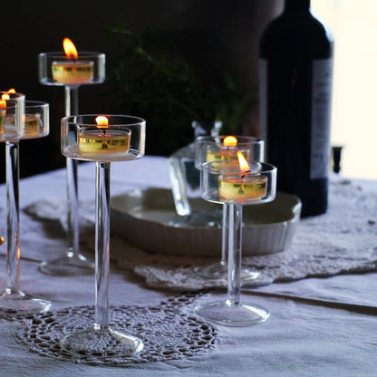 Elegant crystal candle set for table centerpieces and dinner settings.