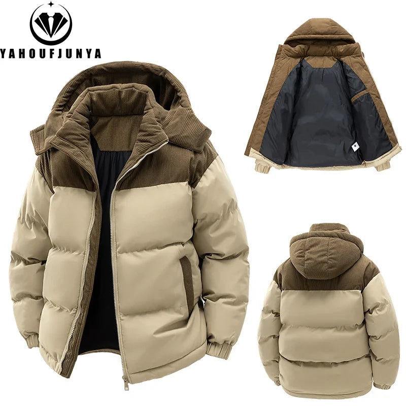 Autumn Winter Men’s Outdoor Removable Hooded Windbreak Jacket
