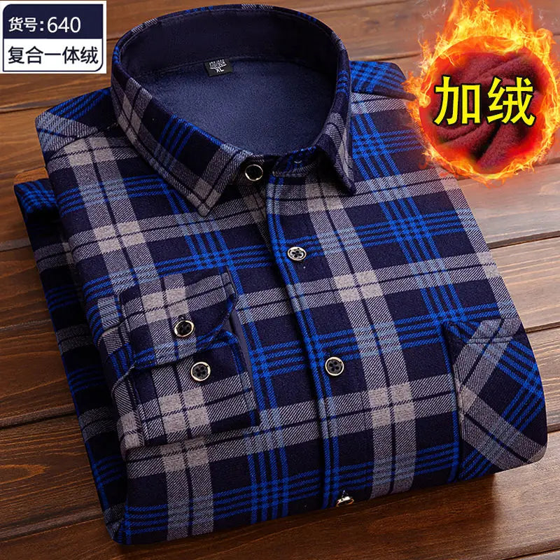Men’s winter plaid shirt—soft, thick, and ideal for cold weather