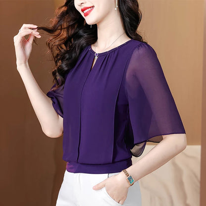 Women’s summer half-sleeve chiffon blouse