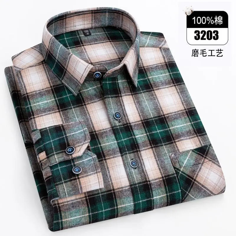 Ultra-soft 100% cotton flannel shirt, up to 11XL, cozy and stylish