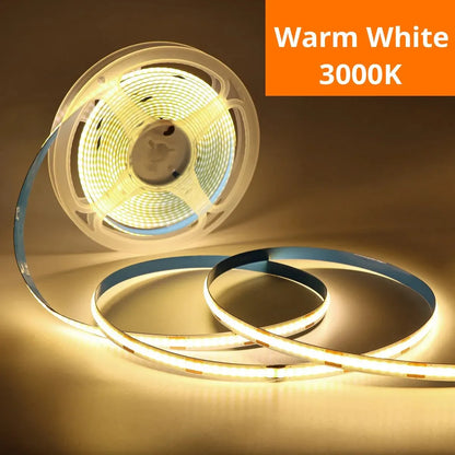 Flexible LED COB strip with touch dimmer—perfect for DIY lighting