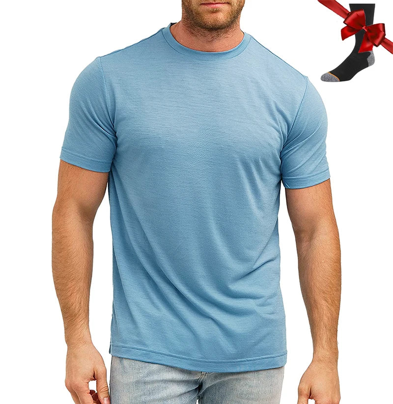 Men’s 100% superfine merino wool base-layer T-shirt
