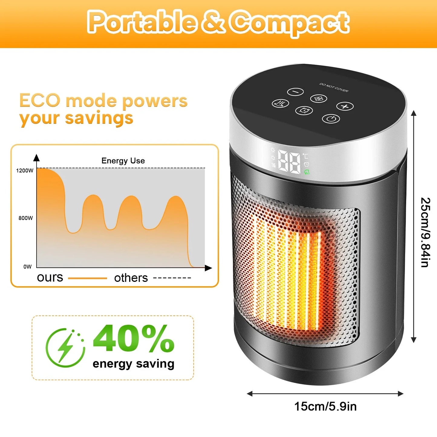 Portable Electric Smart Desktop Heater – Mini Table Warmer with Thermostat & Remote