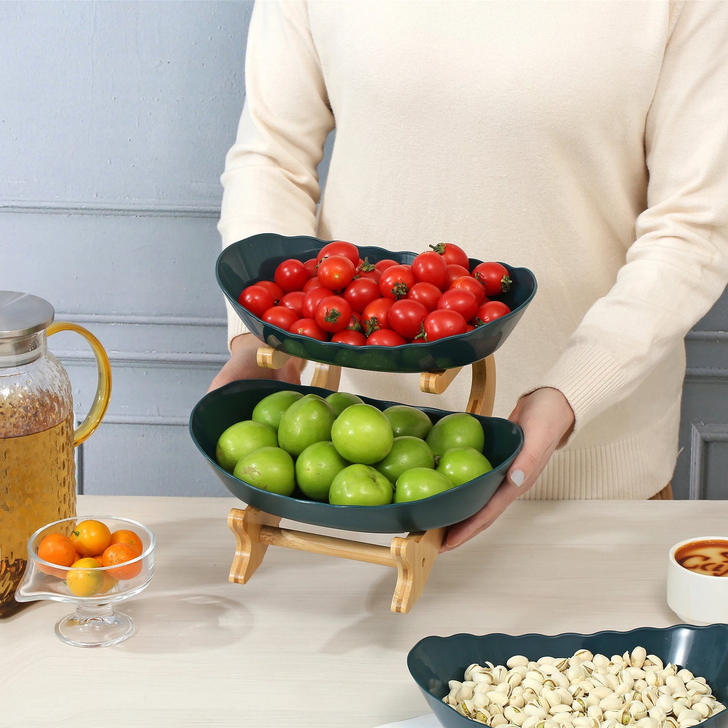 Modern plastic dessert stand for fruits, candy, and treats