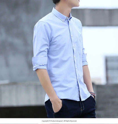 Men’s 100% cotton plaid shirt, stylish slim design for office or casual