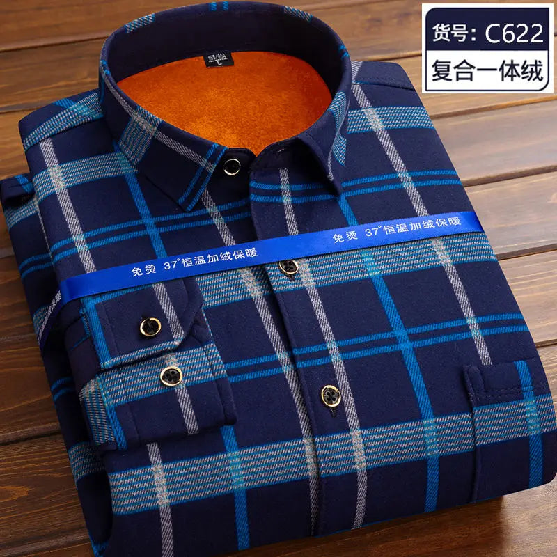 Men’s winter plaid shirt—soft, thick, and ideal for cold weather
