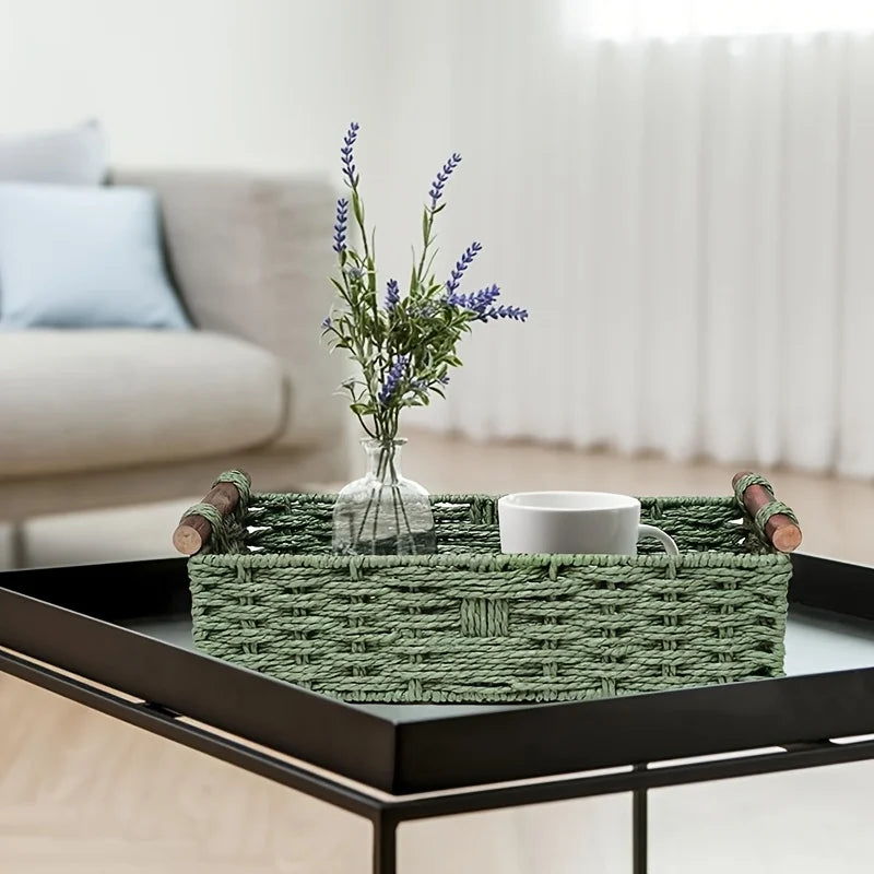 Durable wicker organizer basket—perfect for shelves, countertops, and décor