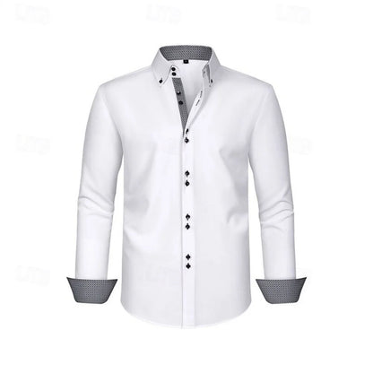 Men’s long-sleeve button-down business casual shirt
