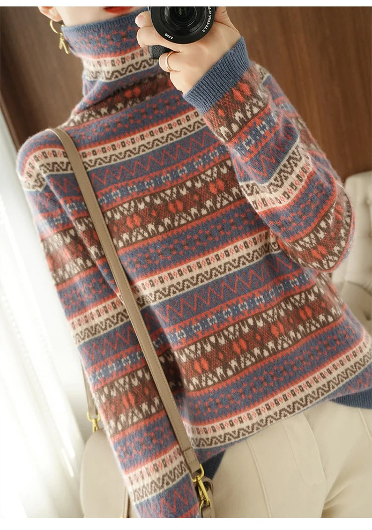 Women’s 100% wool cashmere high-neck sweater