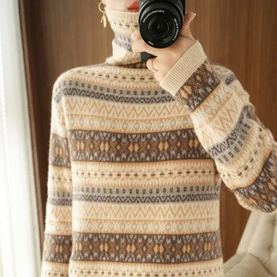 Women’s 100% wool cashmere high-neck sweater