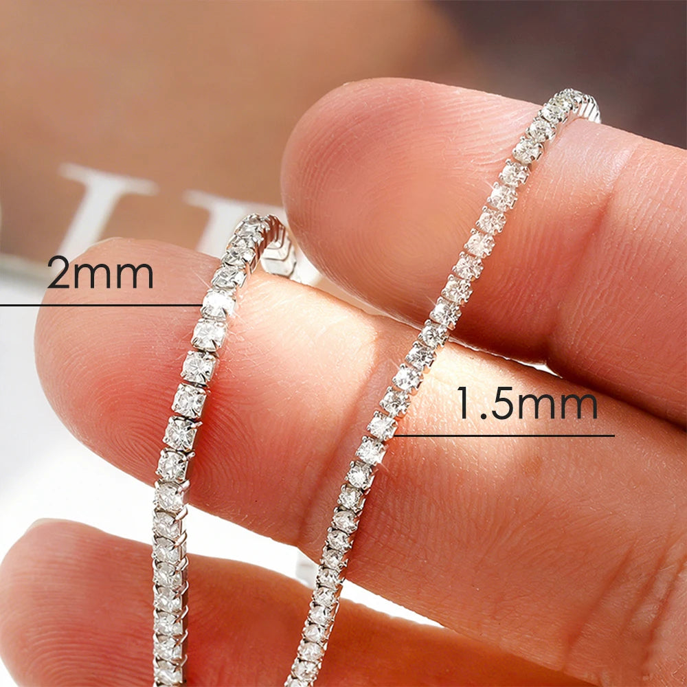 Fine Moissanite Tennis Bracelet – 18K White Gold Plated, Delicate Gift