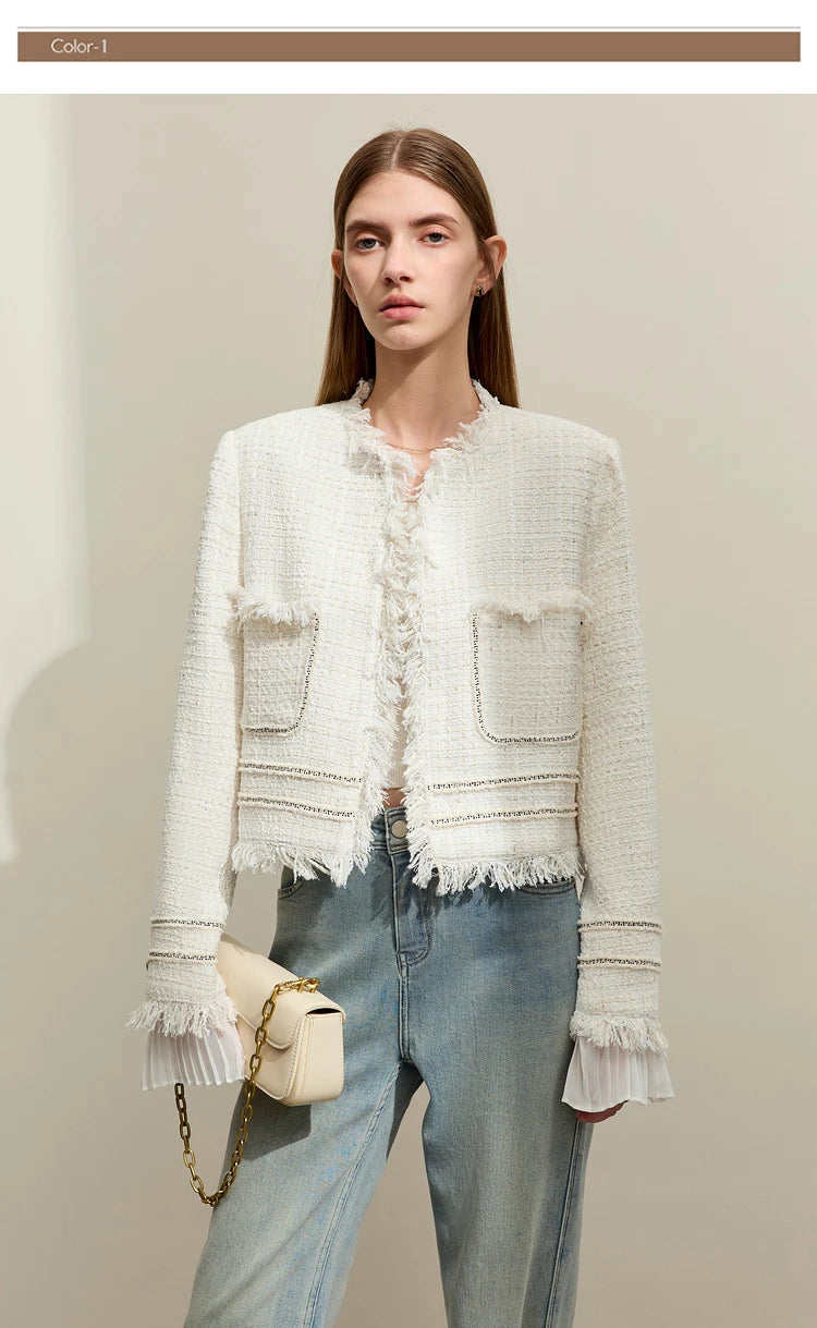 Women’s AMII minimalism chambray tweed short jacket