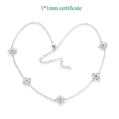 Floral Moissanite Choker – 925 Silver, Elegant Neck Chain