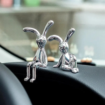 Adorable double rabbit ornaments for tabletop or shelf display
